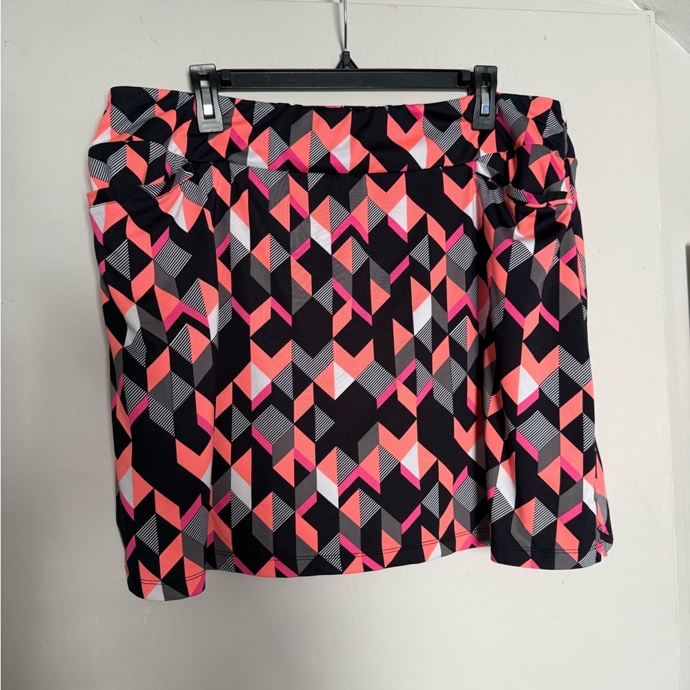 Women's Black & Pink Geometric Skirt